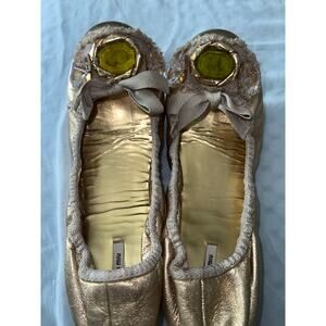 Miu Miu Gold Embellished Ballet Flats Size 36.5 (US 6.5)